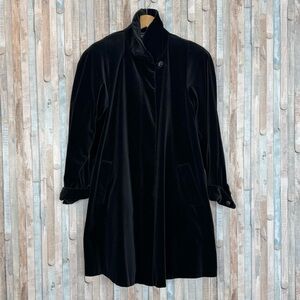 Vintage XL XXL Portrait Black De Ball Water Resistant Velvet Opera Coat Long 80s